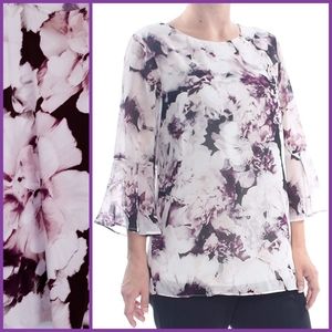 Calvin Klein Womens Bell Sleeve Blouse